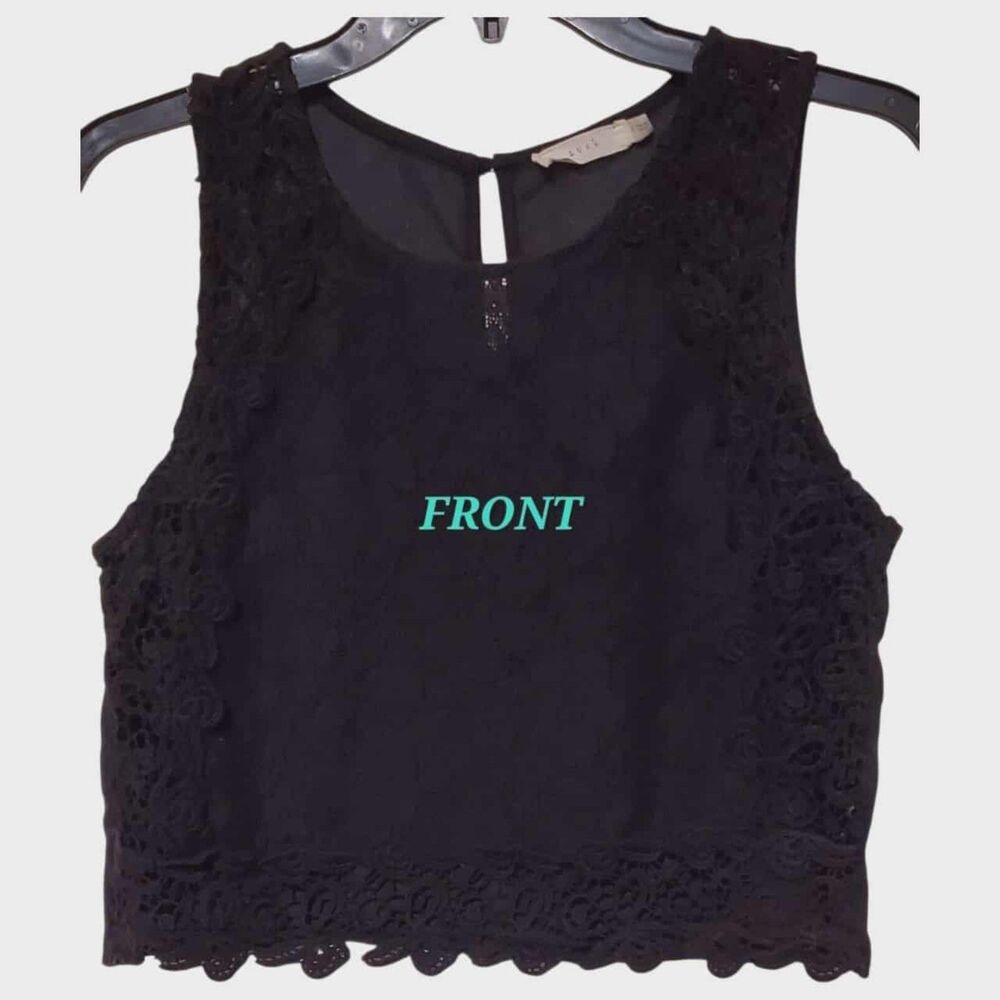 Lush | Black Mesh Lace Crop Top Y2K | Women’s Small | Lined